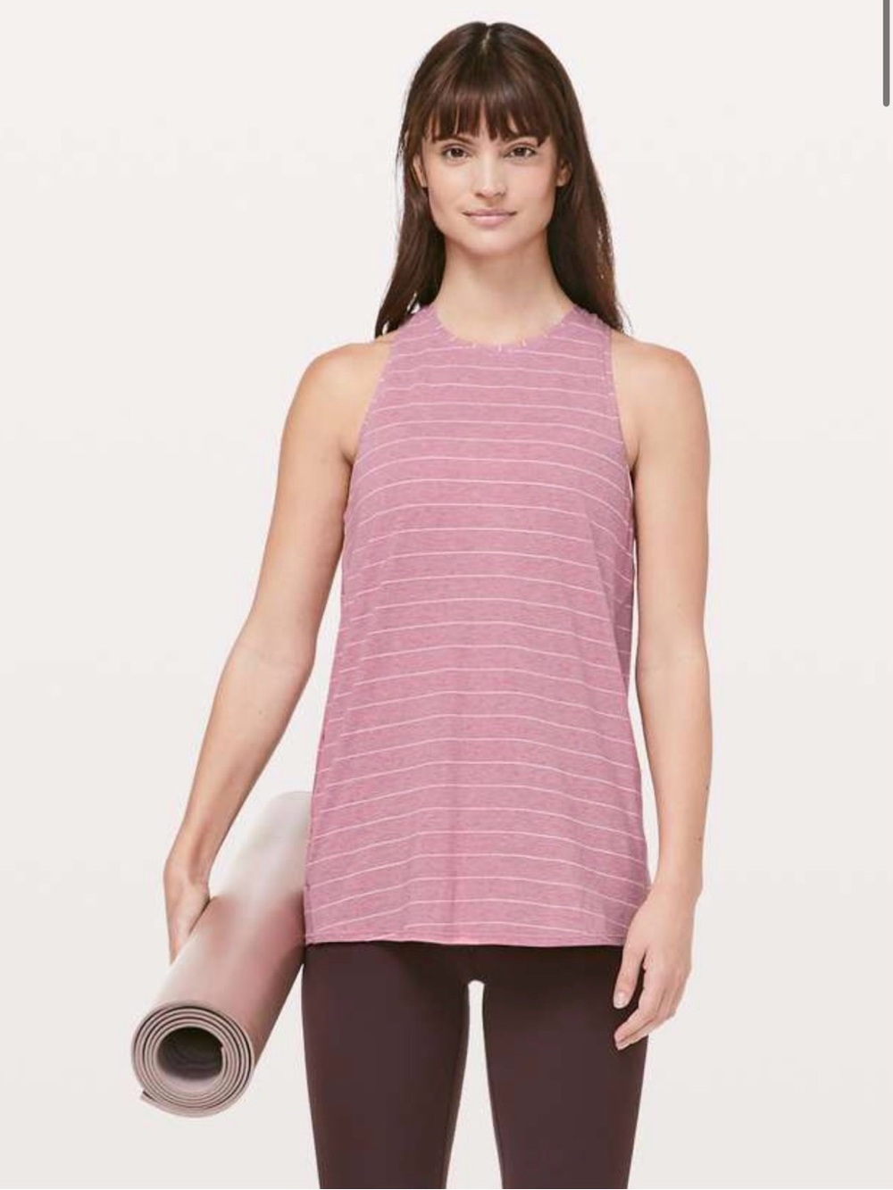 Lululemon All Tied Up Tank Short Serve Stripe Heathered So Merlot White